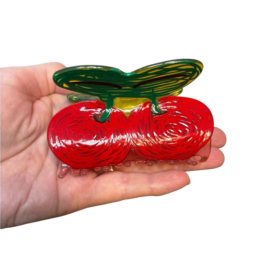 Red Cartoon Cherry Hair Claw